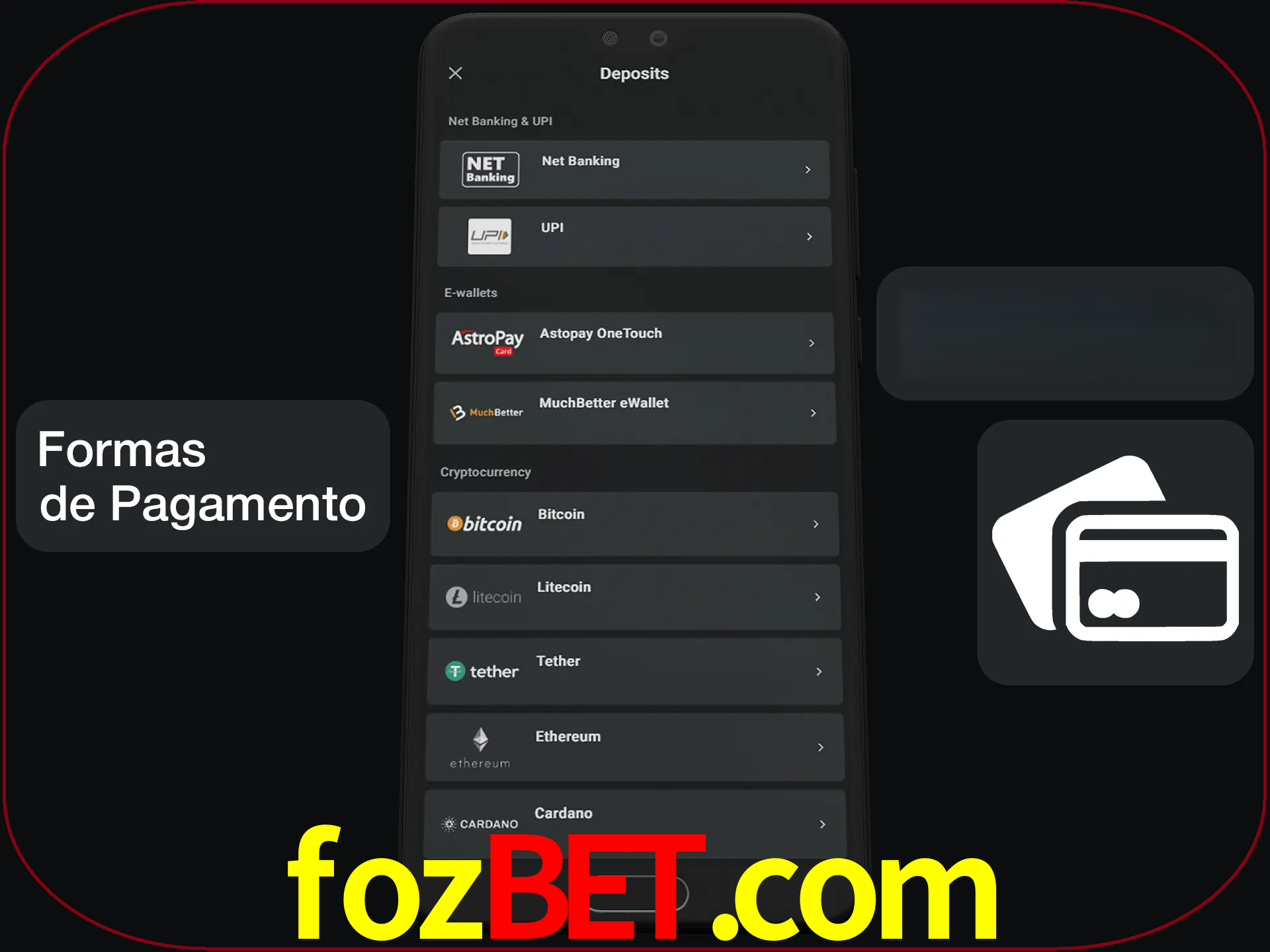 Escolha a forma de pagamento de sua preferência.
