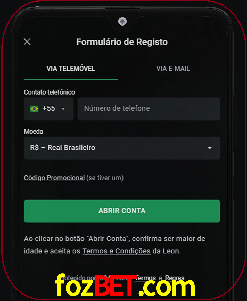 Abra o aplicativo e inicie o processo de registro.