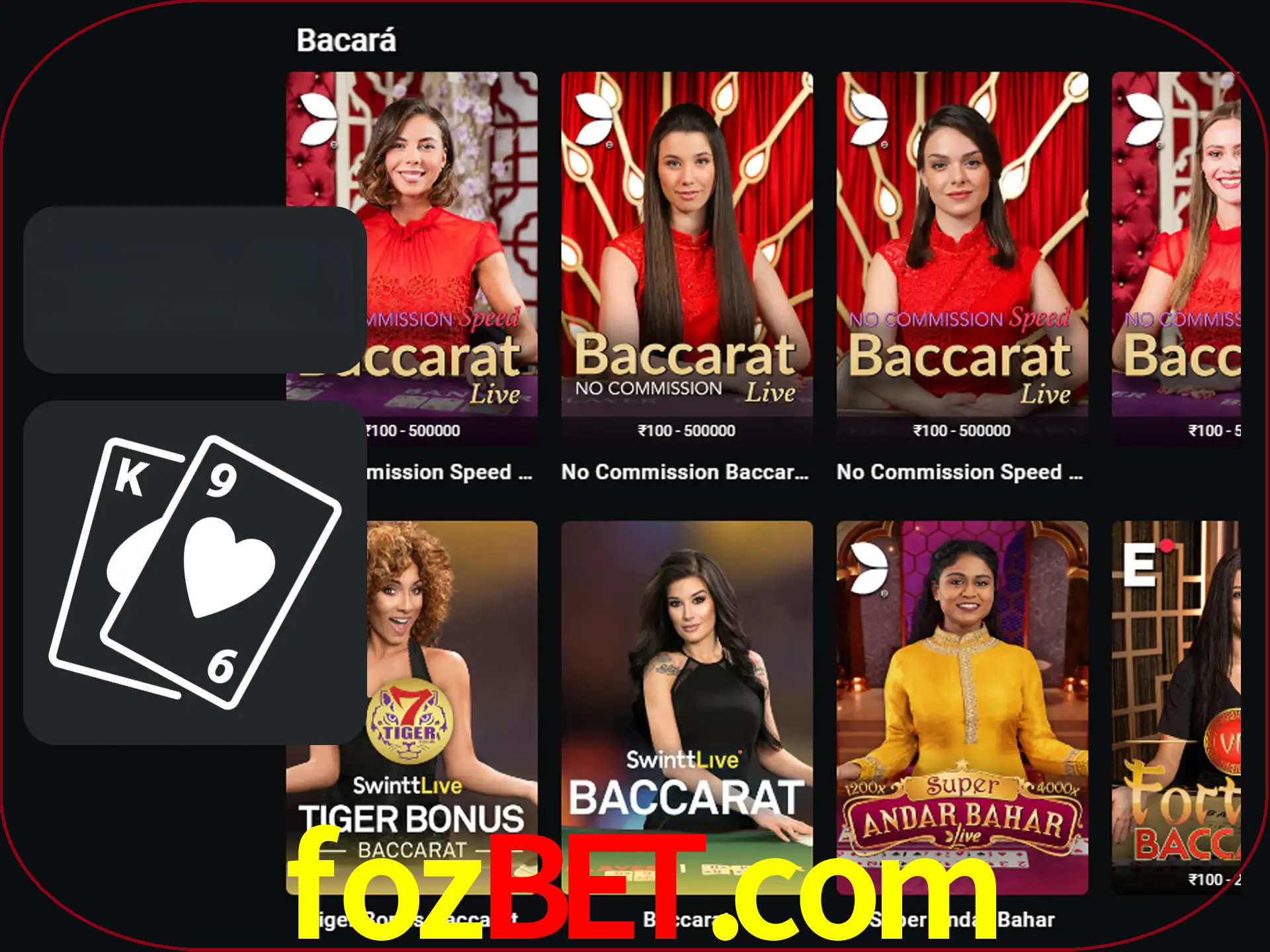 Ganhe muito dinheiro jogando jogos de bacará.